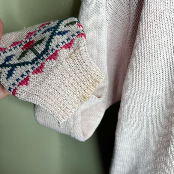 Vintage 90s Venezia Sweater 14/16 Grandmacore USA Flag Cross Stitch Cottagecore - Picture 9 of 10